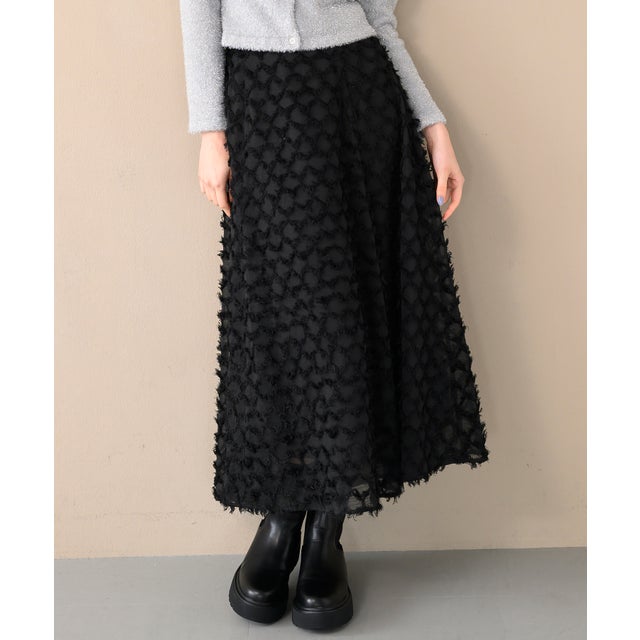 ■2024秋冬新作■ダイヤジャガードフレアスカート/MM447206 （BLACK）