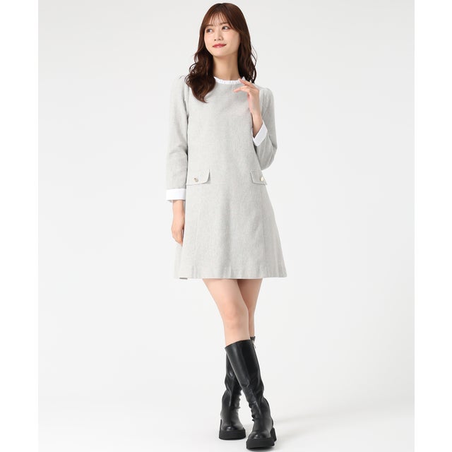 2025秋冬新作 配色サックミニワンピース MM547416 （L.GREY）