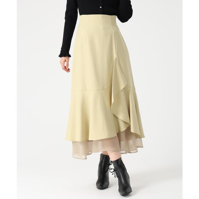 2025秋冬新作 ラッフル裾シアースカート MM547208 （YELLOW）