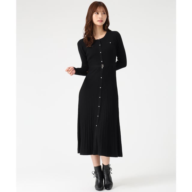 2025秋冬新作 ラメ配色ニットワンピース MM547404 （BLACK）
