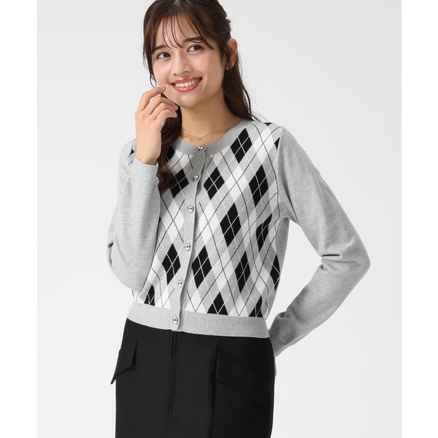 2025秋冬新作 アーガイルカーディガン MM548408 （GREY）