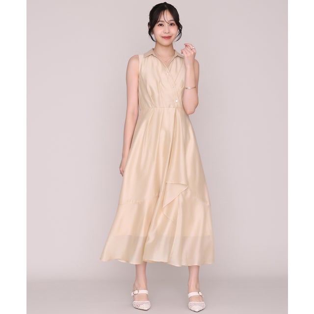 2026秋冬新作 カシュクール風アシメフリルシャツワンピース MM637408 （YELLOW）