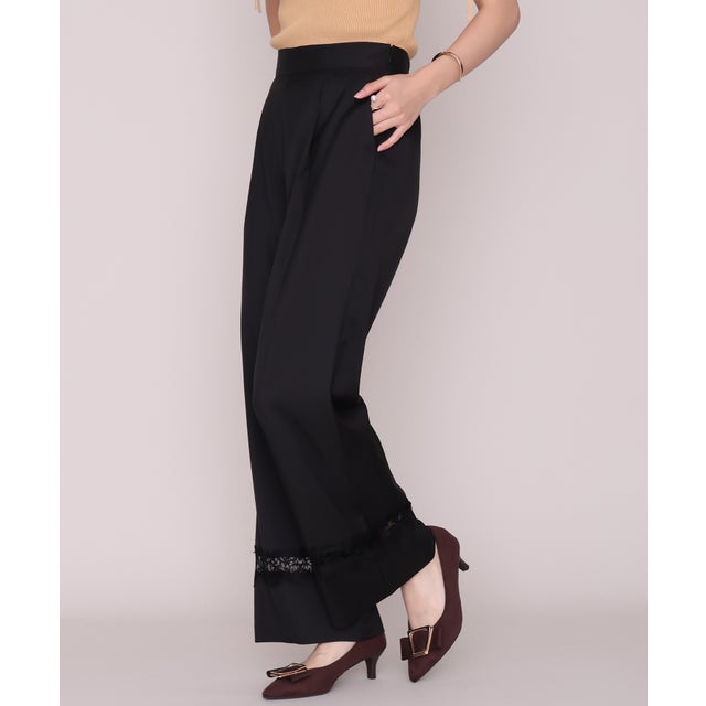 2026秋冬新作 レース切替タックパンツ MM637302 （BLACK）
