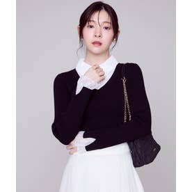 2026秋冬新作 レースシャツレイヤードリブニット MM648303 （BLACK）