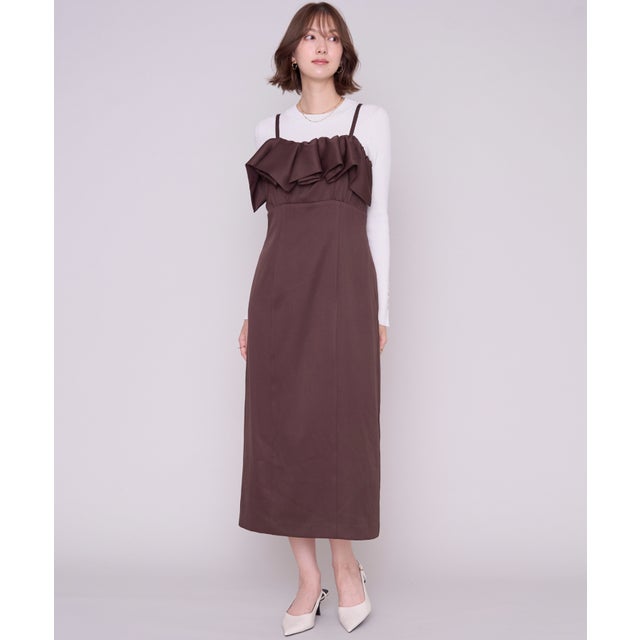 2026秋冬新作 バルーンフリルキャミワンピース MM647409 （BROWN）