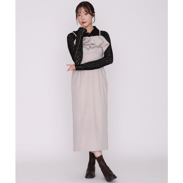 2026秋冬新作 バルーンフリルキャミワンピース MM647409 （BEIGE）