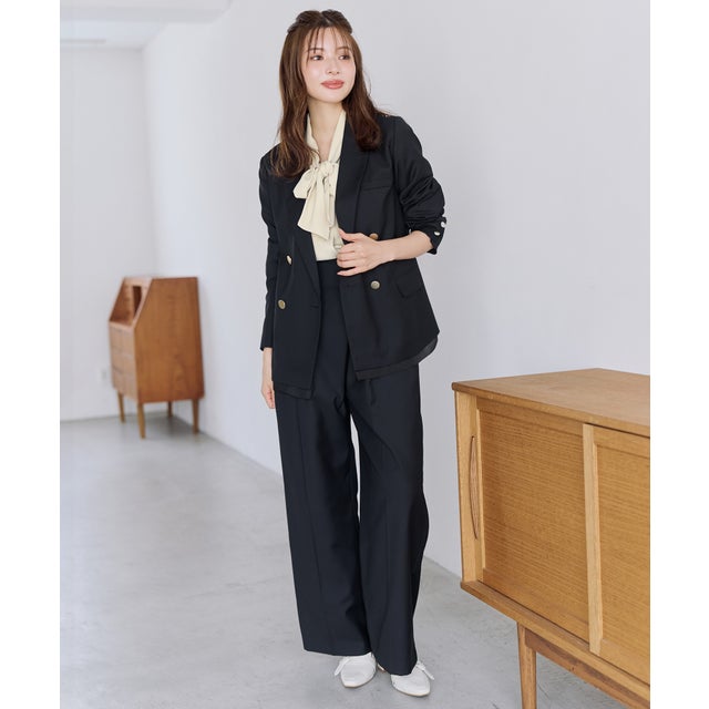 2026秋冬新作 ハイウエストラップワイドパンツ MM637304 （BLACK）