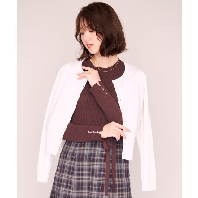 2026秋冬新作 クリスタルラメニットジャケット MM648503 （WHITE）