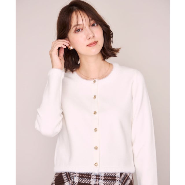 2026秋冬新作 ファートリミングニットジャケット MM648502 （WHITE）