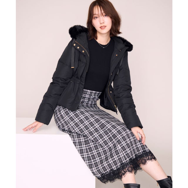 2026秋冬新作 チェックドッキングニットワンピース MM647402 （BLACK）