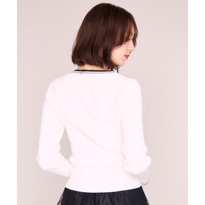 2026秋冬新作 マルチ配色ボウタイリブニット MM648306 （WHITE）｜詳細画像