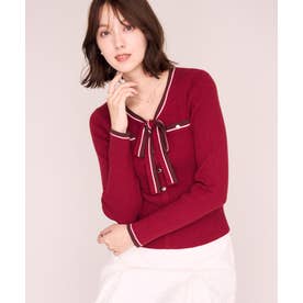 2026秋冬新作 マルチ配色ボウタイリブニット MM648306 （RED）