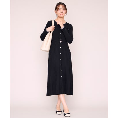 ミッシュマッシュ MISCH MASCH 2026秋冬新作 レイヤード配色ニットワンピース MM647403 （BLACK）｜詳細画像