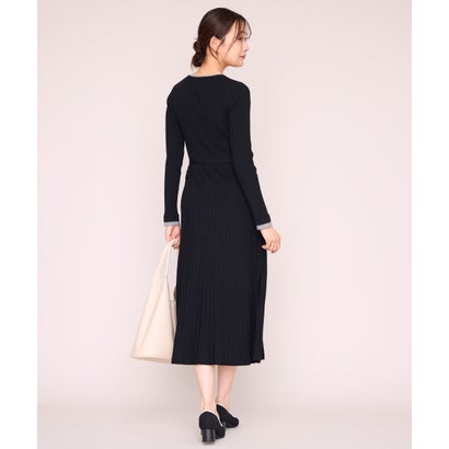 ミッシュマッシュ MISCH MASCH 2026秋冬新作 レイヤード配色ニットワンピース MM647403 （BLACK）｜詳細画像