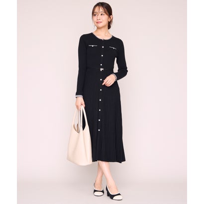 ミッシュマッシュ MISCH MASCH 2026秋冬新作 レイヤード配色ニットワンピース MM647403 （BLACK）｜詳細画像