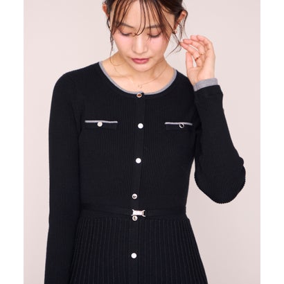 ミッシュマッシュ MISCH MASCH 2026秋冬新作 レイヤード配色ニットワンピース MM647403 （BLACK）｜詳細画像