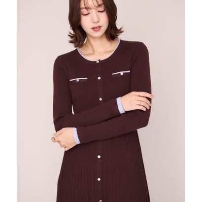 ミッシュマッシュ MISCH MASCH 2026秋冬新作 レイヤード配色ニットワンピース MM647403 （BROWN）｜詳細画像