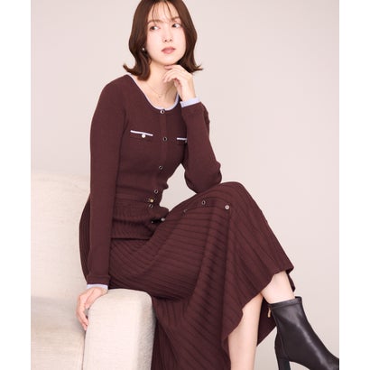ミッシュマッシュ MISCH MASCH 2026秋冬新作 レイヤード配色ニットワンピース MM647403 （BROWN）｜詳細画像