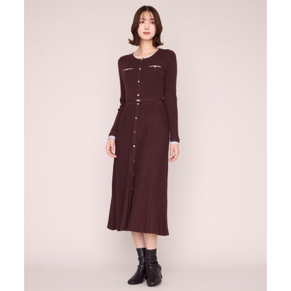 ミッシュマッシュ MISCH MASCH 2026秋冬新作 レイヤード配色ニットワンピース MM647403 （BROWN）｜詳細画像