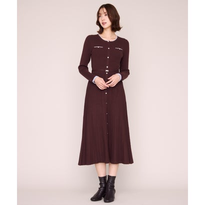 ミッシュマッシュ MISCH MASCH 2026秋冬新作 レイヤード配色ニットワンピース MM647403 （BROWN）｜詳細画像