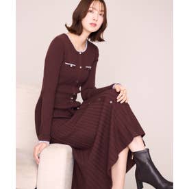 2026秋冬新作 レイヤード配色ニットワンピース MM647403 （BROWN）