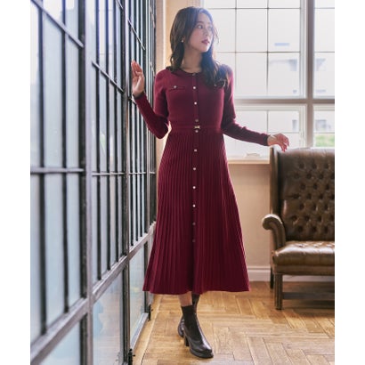 ミッシュマッシュ MISCH MASCH 2026秋冬新作 レイヤード配色ニットワンピース MM647403 （RED）｜詳細画像