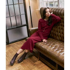 2026秋冬新作 レイヤード配色ニットワンピース MM647403 （RED）