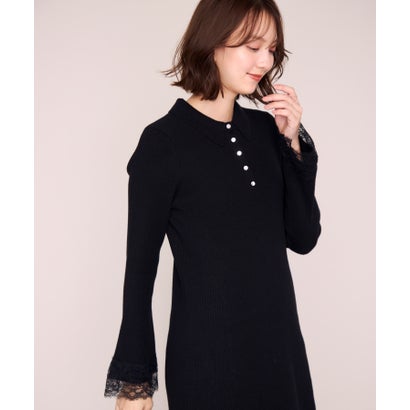 ミッシュマッシュ MISCH MASCH 2026秋冬新作 襟付きレーストリムミニニットワンピース MM647404 （BLACK）｜詳細画像