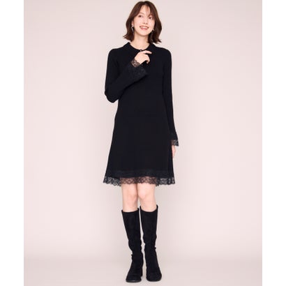 ミッシュマッシュ MISCH MASCH 2026秋冬新作 襟付きレーストリムミニニットワンピース MM647404 （BLACK）｜詳細画像