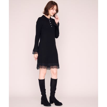 ミッシュマッシュ MISCH MASCH 2026秋冬新作 襟付きレーストリムミニニットワンピース MM647404 （BLACK）｜詳細画像