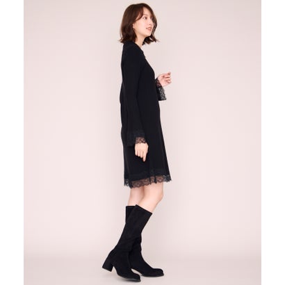 ミッシュマッシュ MISCH MASCH 2026秋冬新作 襟付きレーストリムミニニットワンピース MM647404 （BLACK）｜詳細画像