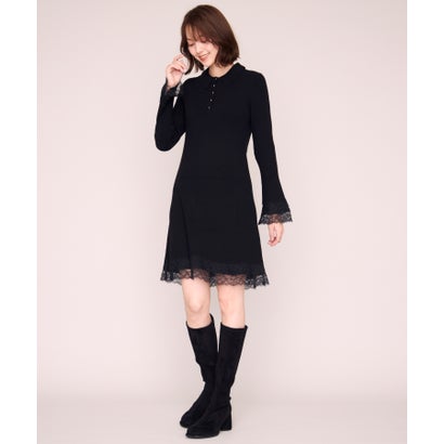 ミッシュマッシュ MISCH MASCH 2026秋冬新作 襟付きレーストリムミニニットワンピース MM647404 （BLACK）｜詳細画像