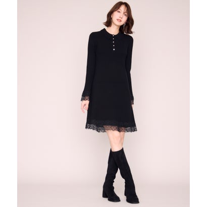ミッシュマッシュ MISCH MASCH 2026秋冬新作 襟付きレーストリムミニニットワンピース MM647404 （BLACK）｜詳細画像