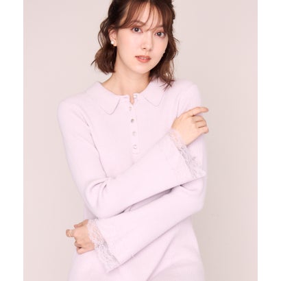 ミッシュマッシュ MISCH MASCH 2026秋冬新作 襟付きレーストリムミニニットワンピース MM647404 （PINK）｜詳細画像