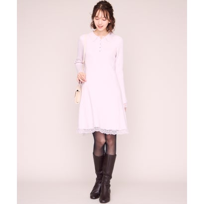 ミッシュマッシュ MISCH MASCH 2026秋冬新作 襟付きレーストリムミニニットワンピース MM647404 （PINK）｜詳細画像