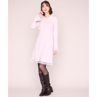 ミッシュマッシュ MISCH MASCH 2026秋冬新作 襟付きレーストリムミニニットワンピース MM647404 （PINK）｜詳細画像