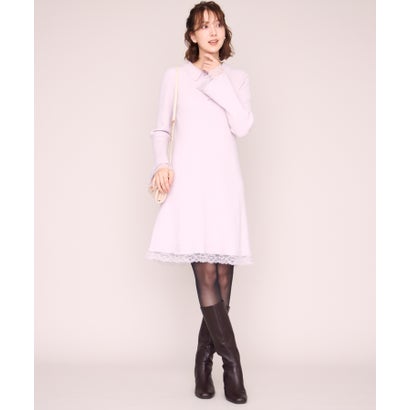 ミッシュマッシュ MISCH MASCH 2026秋冬新作 襟付きレーストリムミニニットワンピース MM647404 （PINK）｜詳細画像