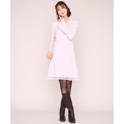 ミッシュマッシュ MISCH MASCH 2026秋冬新作 襟付きレーストリムミニニットワンピース MM647404 （PINK）｜詳細画像