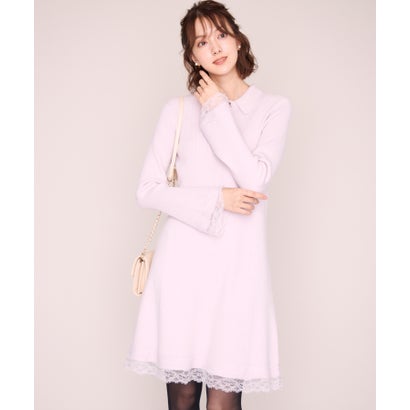 ミッシュマッシュ MISCH MASCH 2026秋冬新作 襟付きレーストリムミニニットワンピース MM647404 （PINK）｜詳細画像