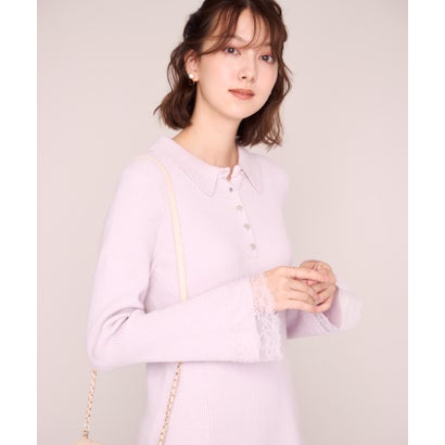 ミッシュマッシュ MISCH MASCH 2026秋冬新作 襟付きレーストリムミニニットワンピース MM647404 （PINK）｜詳細画像