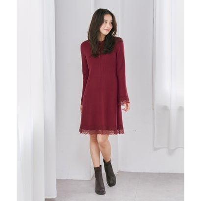 ミッシュマッシュ MISCH MASCH 2026秋冬新作 襟付きレーストリムミニニットワンピース MM647404 （WINE）｜詳細画像