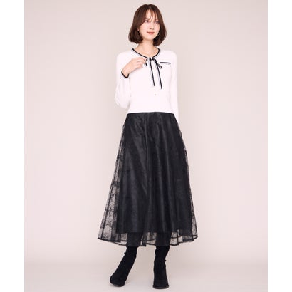 ミッシュマッシュ MISCH MASCH 2026秋冬新作 ラメ刺繍パイピングチュールスカート MM647206 （BLACK）｜詳細画像