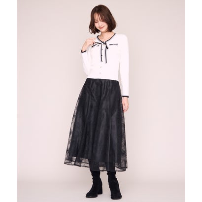 ミッシュマッシュ MISCH MASCH 2026秋冬新作 ラメ刺繍パイピングチュールスカート MM647206 （BLACK）｜詳細画像