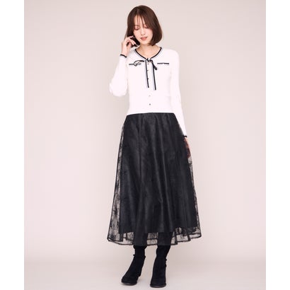 ミッシュマッシュ MISCH MASCH 2026秋冬新作 ラメ刺繍パイピングチュールスカート MM647206 （BLACK）｜詳細画像