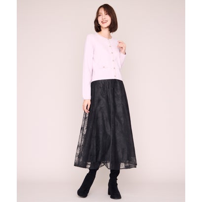 ミッシュマッシュ MISCH MASCH 2026秋冬新作 ラメ刺繍パイピングチュールスカート MM647206 （BLACK）｜詳細画像