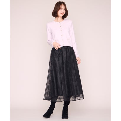 ミッシュマッシュ MISCH MASCH 2026秋冬新作 ラメ刺繍パイピングチュールスカート MM647206 （BLACK）｜詳細画像