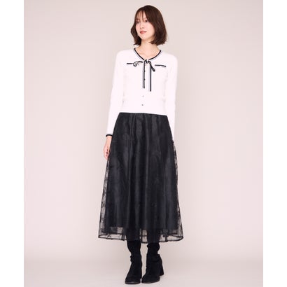 ミッシュマッシュ MISCH MASCH 2026秋冬新作 ラメ刺繍パイピングチュールスカート MM647206 （BLACK）｜詳細画像