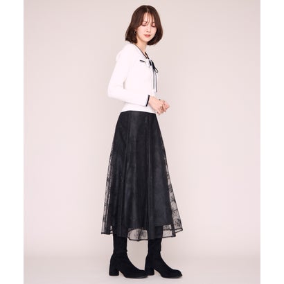 ミッシュマッシュ MISCH MASCH 2026秋冬新作 ラメ刺繍パイピングチュールスカート MM647206 （BLACK）｜詳細画像