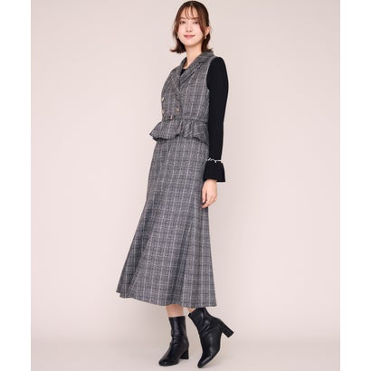 ミッシュマッシュ MISCH MASCH 2026秋冬新作 チェック柄ペプラムテーラージャンスカ MM647412 （BLACK）｜詳細画像
