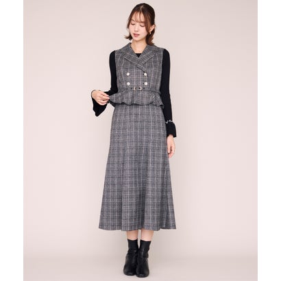 ミッシュマッシュ MISCH MASCH 2026秋冬新作 チェック柄ペプラムテーラージャンスカ MM647412 （BLACK）｜詳細画像